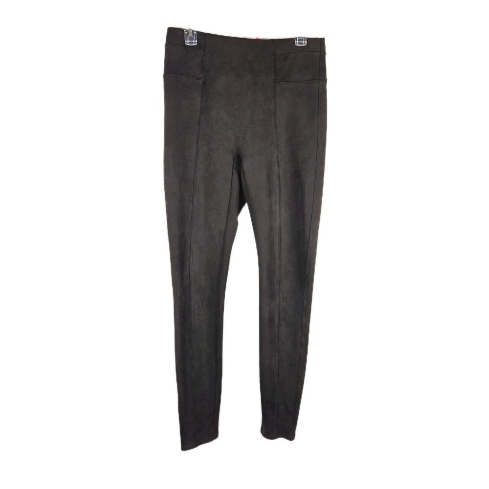 SPANX Women's Faux Suede Leggings Brown Size L Casual Pull-on‎ Thick High Waist